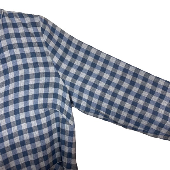 JJill Plaid Oversized Blouse Top Blue Gray Flowing Size Petite Small Long Sleeve - Picture 7 of 16